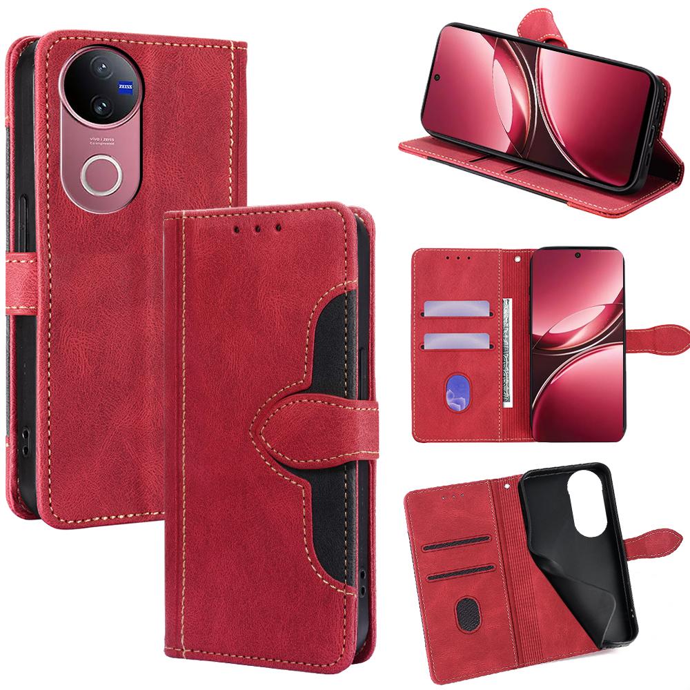 For Vivo V50 5G Case Leather Wallet Phone Cover with Straw Hat Magnetic Clasp