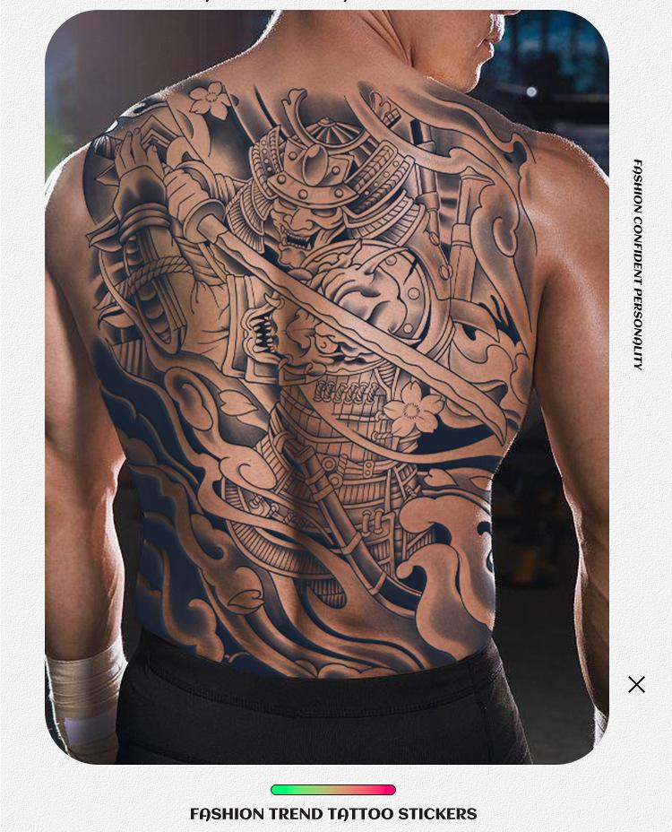 Wasserdichter semi-permanenter Vollrücken-Kräuter-Tattoo-Aufkleber - Langlebiges, realistisches Design für Männer und Frauen