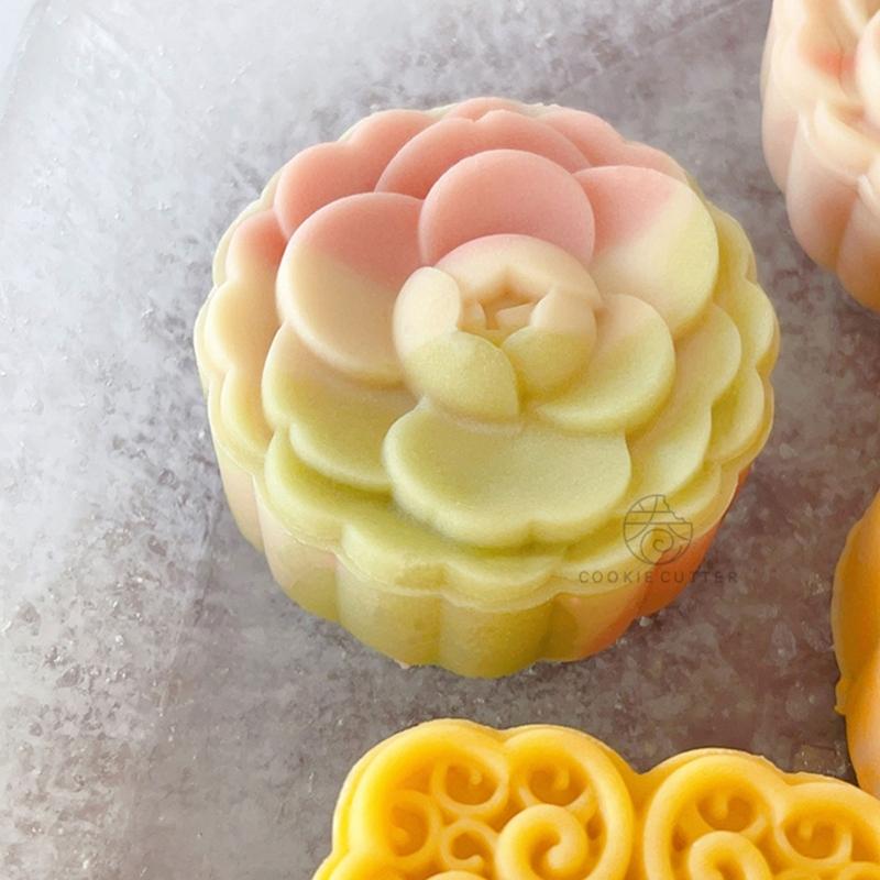 Camellia Flower Mooncake Press Mold Cookie Stamps Chinese MidAutumn Moon Cake Makers Decoration Tool for DIY Cookie