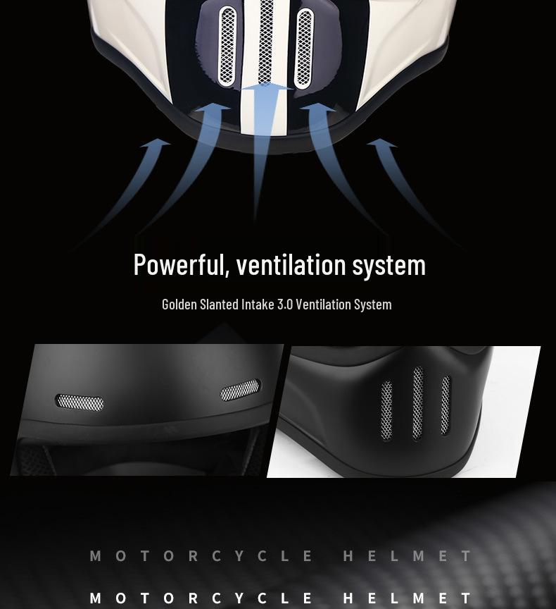 Retro Fiberglass Full-Face Motorcycle Helmet for Cruisers & Scooters - Unisex Design