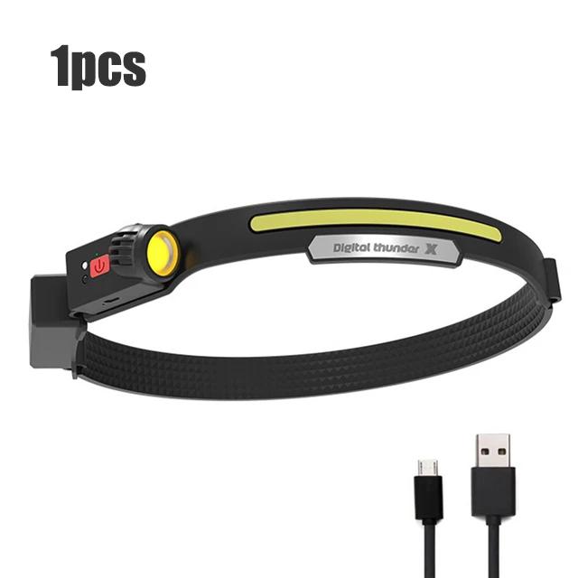 USB Rechargeable LED Headlamp COB Sensor Headlight With Built-in Battery Head Torch Outdoor Super Bright Camping Fishing Lamp