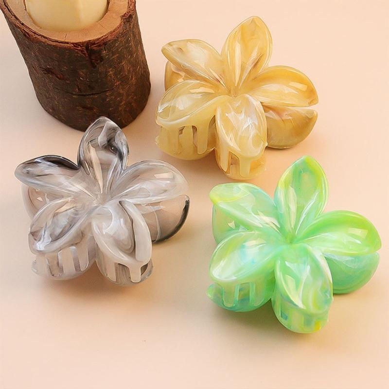 Pince à cheveux en forme de fleur Résine Texture marbre Couleur dégradée pour Mariages et Fêtes Usage quotidien Accessoires pour cheveux