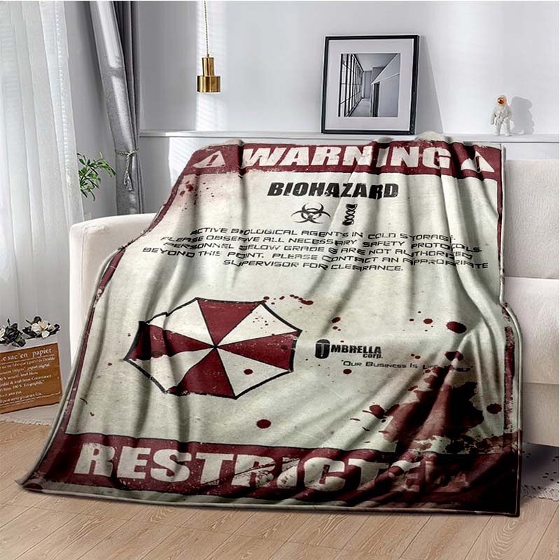 R-Resident Evil Game Gamer Soft Plush Blanket Leon Ada Red Umbrella Blanket for Living Room Bedroom Bed Sofa Picnic Office Cover