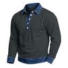 Herren Casual Patchwork Denim Langarmhemd mit Kragen