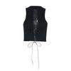 Outfitgirl Black Personalized Lace-up Sleeveless Tops 2025 Summer New Arrival All-Matching Slim Fit Cropped Tank Top
