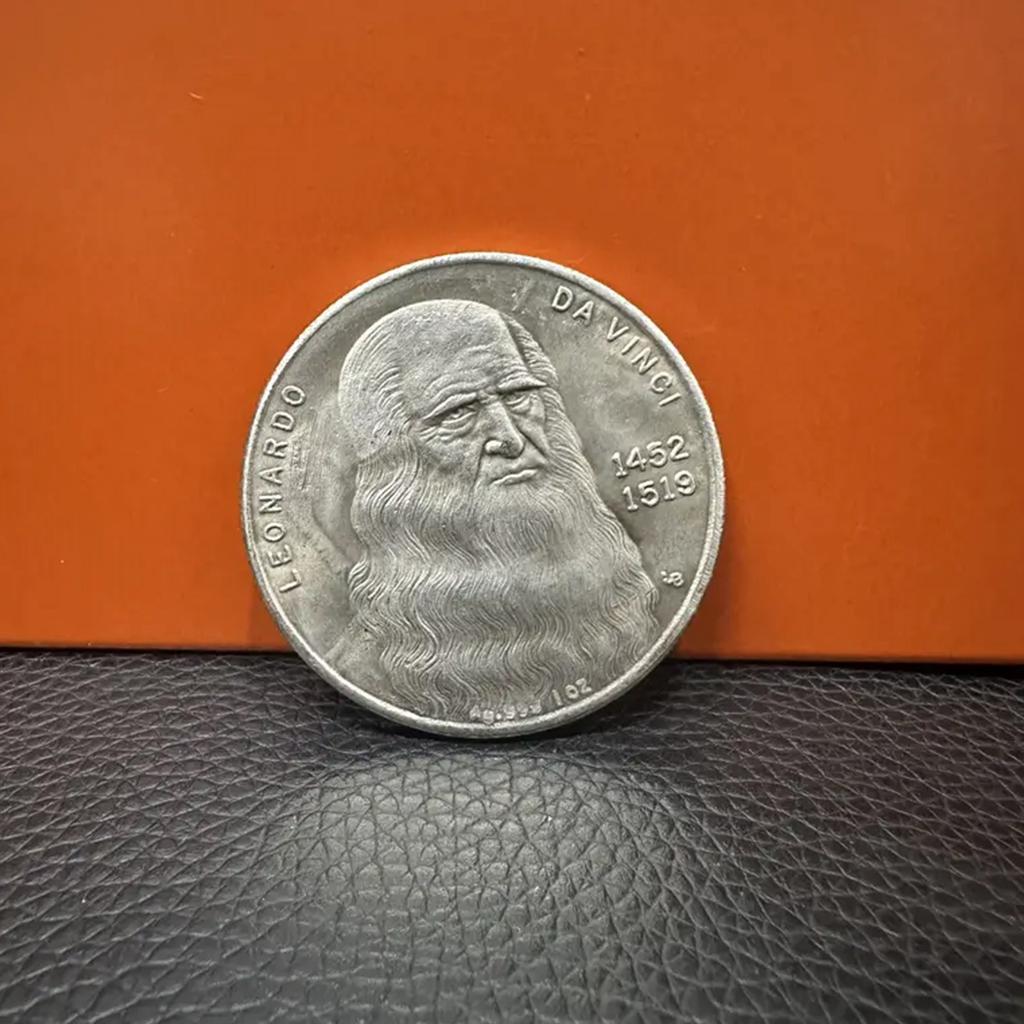 1pc, Vintage Replica Leonardo Da Vinci Commemorative Iron Coin, Collectible Challenge Coin, Historical Gift Item