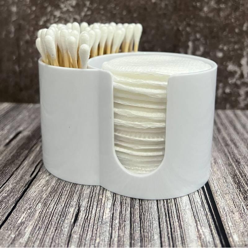 Dual Compartment Desktop Organizer With Lid For Cosmetic Cotton And Home Office Use