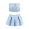 2025 Spring Women's European & American Style Tweed Strapless Top & Skirt Set