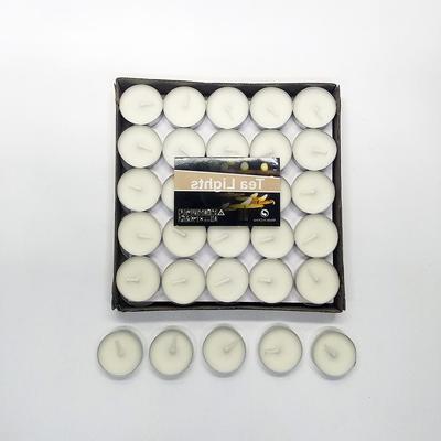 50 Smokeless Tea Candles for Weddings, Valentine's Day, Birthdays - Round Shape, Small Size, Hotel Supplies