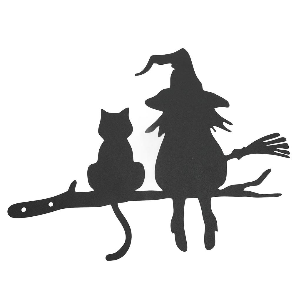 Hexenkatze Gartenstecker Metall Silhouette Niedlicher Hexenkatzenstecker Auf dem Ast für Baumstumpf Hof Rasen Deko