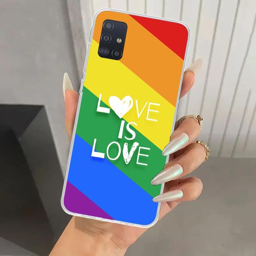 Love Is Love LGBT Rainbow Phone Case for Samsung Galaxy A52 A32 A22 A12 A02S A50S A30S A10S Note 20 Ultra 10 Plus S10 A31 A20 A7