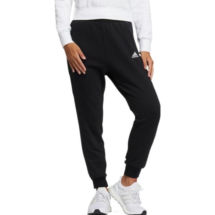 Adidas Logo Print Elastic Waist Windproof Fleece Warm Casual Sport Pants Women Bottoms Black HM7058
