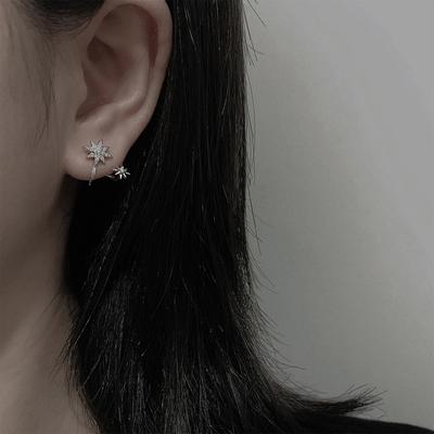 Stříbrné náušnice S925 s rotující hvězdou ve tvaru U, dámské korejské provedení, osobnost, móda, všestranný temperament, bleskové diamantové náušnice
