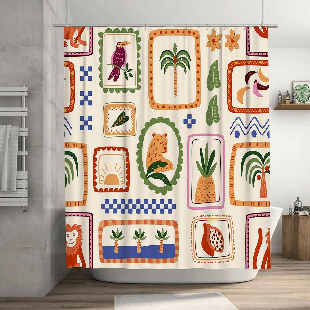 Decorative bathroom curtain with exotic animal print – perfect addition for your home décor!