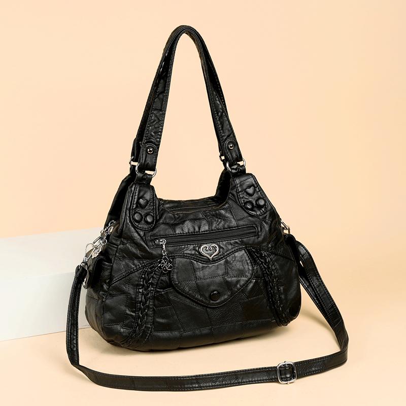 Middle-aged Mother Bag Women's Crossbody Bag Large Capacity Soft Leather Hand Shoulder Bag