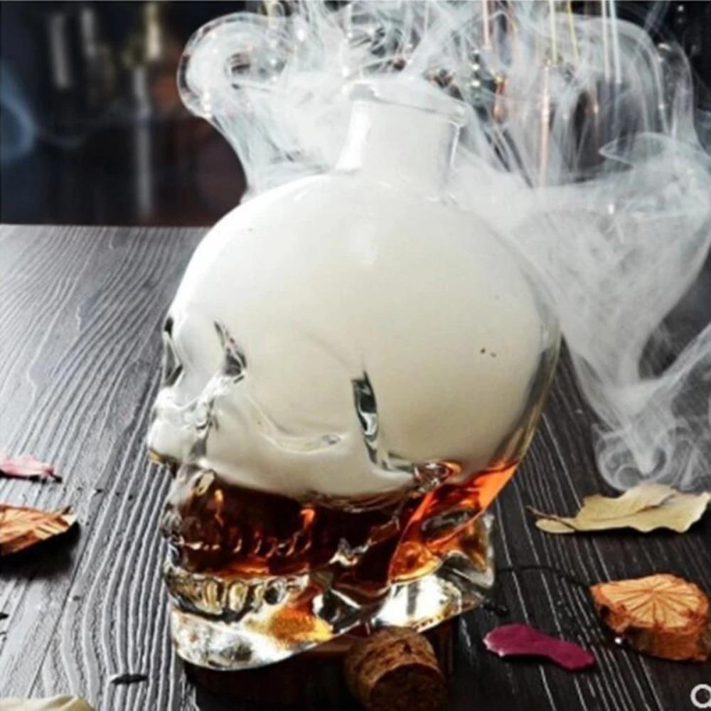 100-750ML Skull Head Cup with Wooden Cork Water Bottle Skull Head Wine Bottle  Halloween Gift