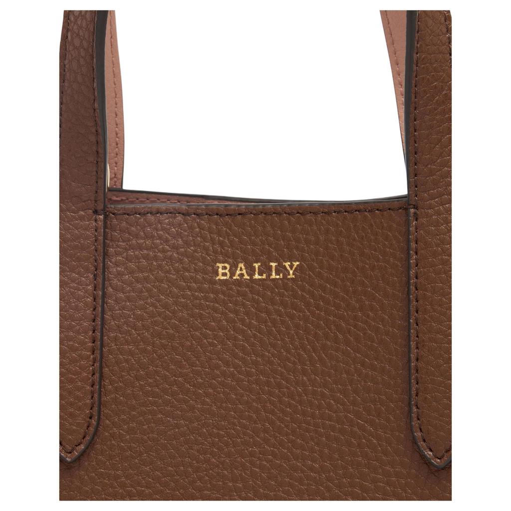 Bally Letter-Pressed Metal Hardware Leather Tote Bag Small Women handbags Brown 6311550