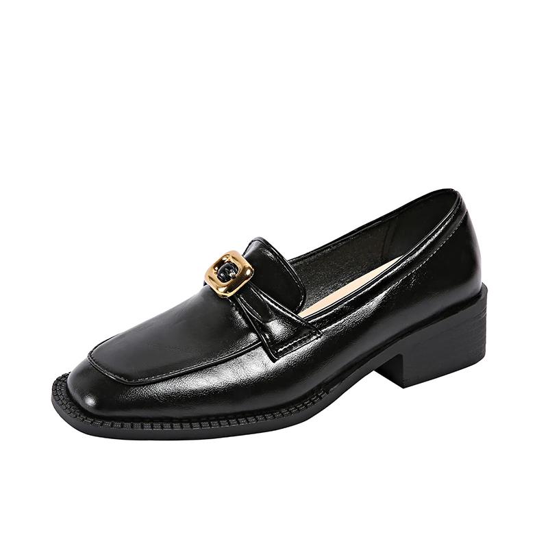 Women's Shoes 2024 Fashion Metal Decoration Office and Career Hot Sale Square Toe Heels Women Brand Slip-on Women's High Heels