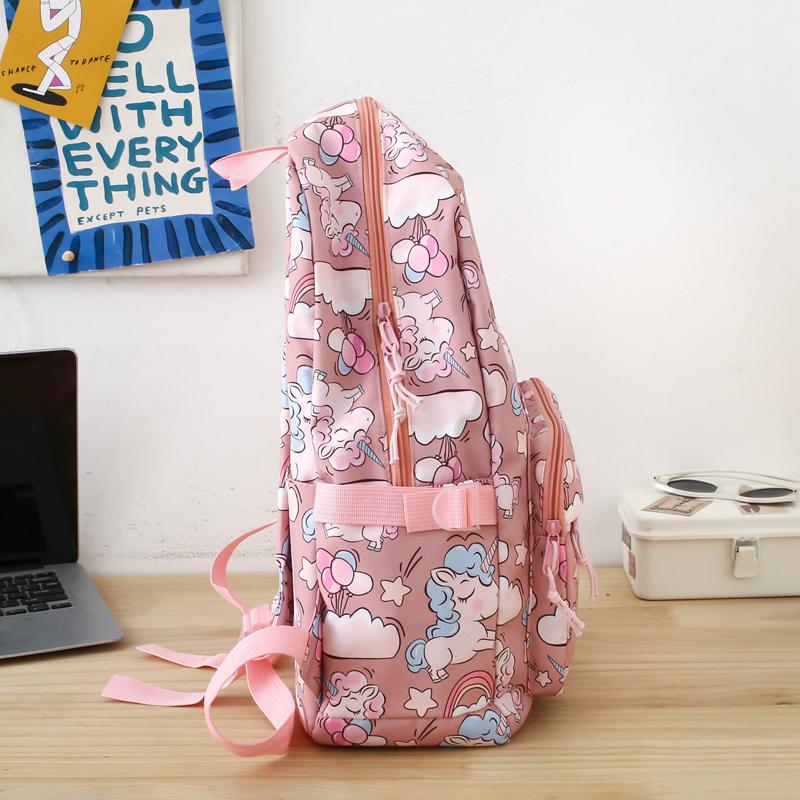 Cartoon Three-Piece Backpack Set Student Printed Schoolbag Women's Large Capacity Lightweight Backpack