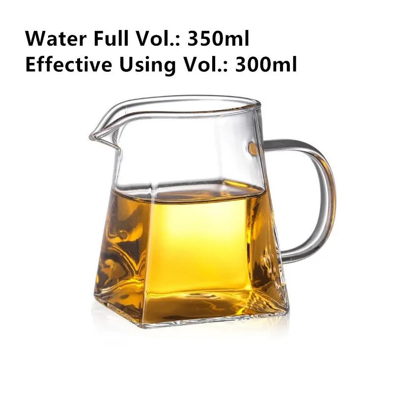 Heat-Resistant Clear Glass Tea Pitcher, Square Creative Chinese Tea Set Accessory, Chahai, Milk Glass Coffee Pot, Water Jug