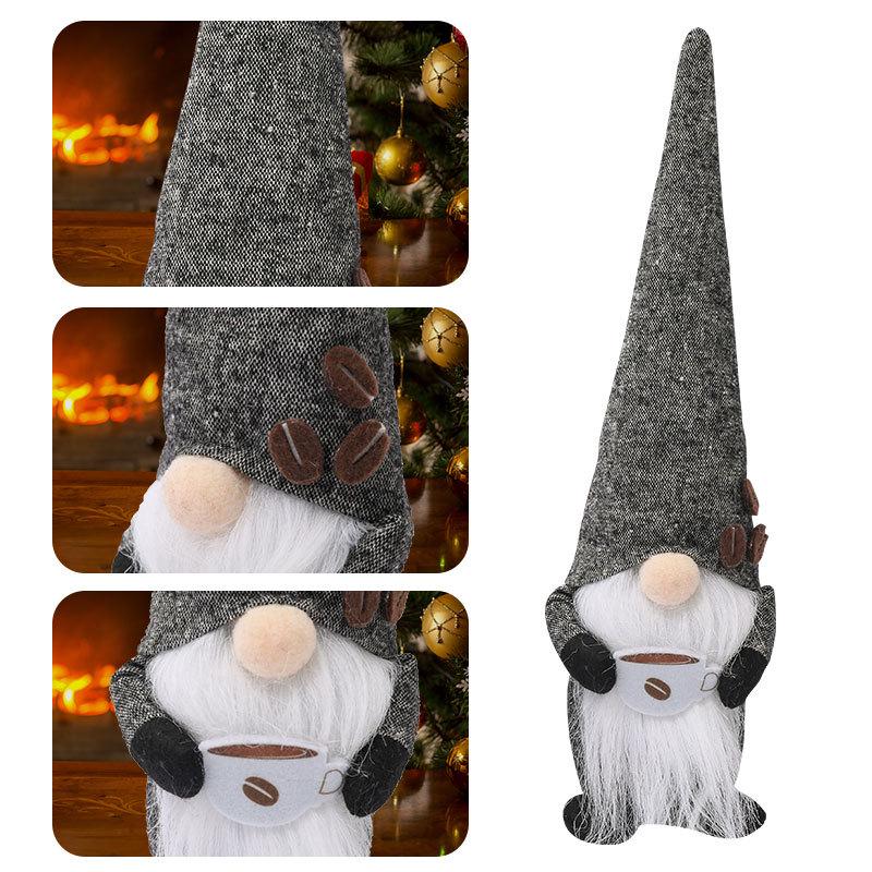 Cartoon Faceless Santa and Rudolph Standing Figures - Christmas Decorations and Children's Gifts