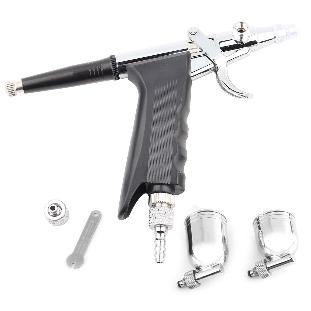 Yusat Multipurpose 2-Cup Side-Feed Spray Gun with Trigger for Airbrush Art Painting, 166