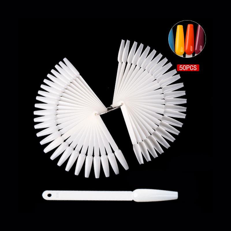 1 Set of Fake Nails with Clear Natural Black Nail Art Display Samples, Oval and Fan-Shaped Nail Samples, Polish Station Tips, Practice Nail Art Tools