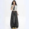 Work High-waisted Wide-legged Jeans Autumn Female Loose Straight Skinny Trailing Pants Retro High Waist Street Style Baggy Long Jeans for Ladies