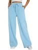 Style Women's Wide-leg Sports Pants, with Pockets, Casual Drawstring Pants, Suitable for Pairing with Casual Wear and S