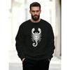 Men's White Scorpion Pattern Casual Crew Neck Sweatshirt.