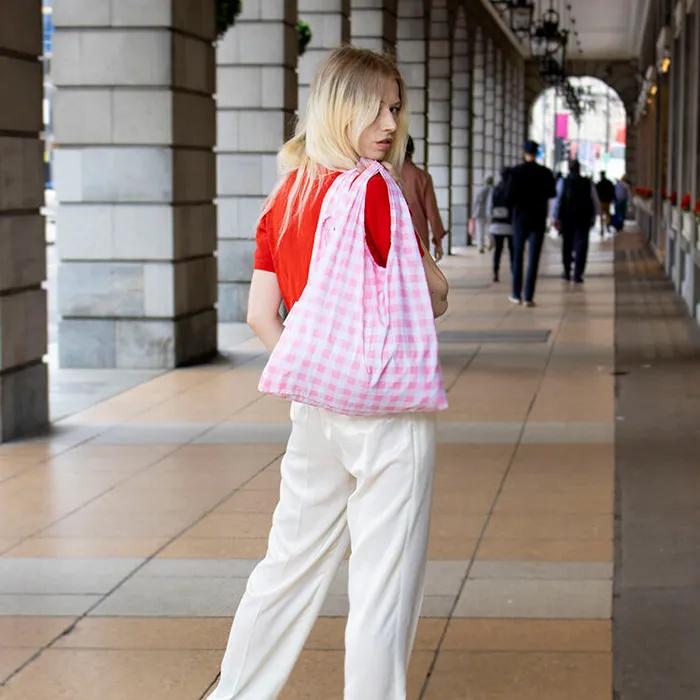 [KINDBAG] Pink Gingham Check Reusable Medium Kind Bag