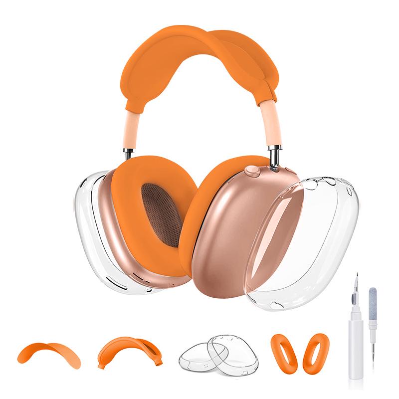 AirPods Max Silicone TPU Protective Case: Solid Color Shell with Cleaning Feature for Apple Bluetooth Headset AirPods Max