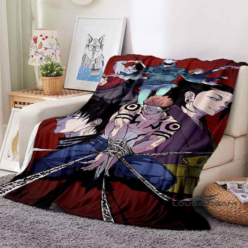 Jujutsu Kaisen Cartoon-Themed Flannel Blanket — Soft & Cozy Throw for Bed, Sofa, or Picnic Use — A Great Gift for Kids