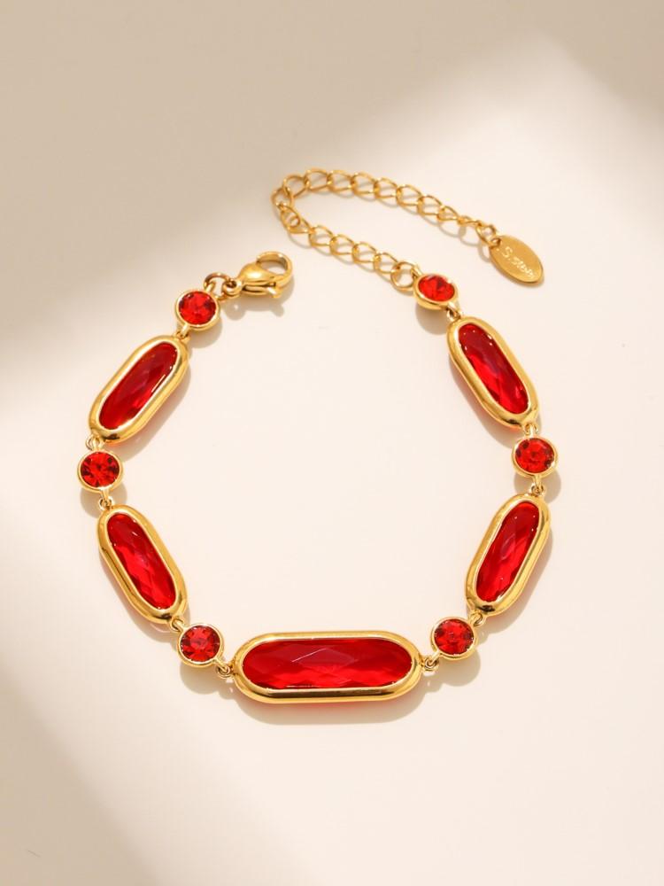 316L Stainless Steel Bracelet For Women 18k Gold Plated With Shiny Colorful Faceted Czech Crystal Glass Luxury Women's Bracelets