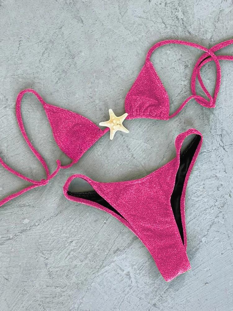 2026 New Sexy Low Waisted Bikini Set Swimsuit Starfish Swimwear Women Solid Strappy Beachwear Bathing Suits Brazilian biquini