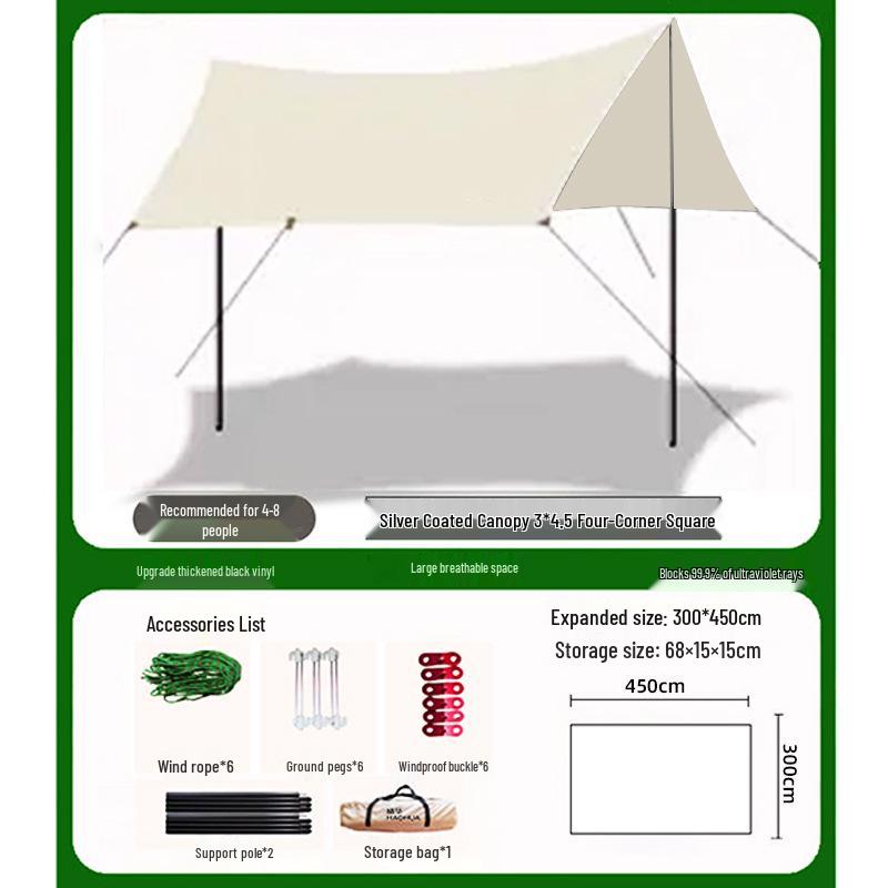 Vinyl Outdoor Canopy Tent: Rainproof and Windproof Camping Picnic Sunshade