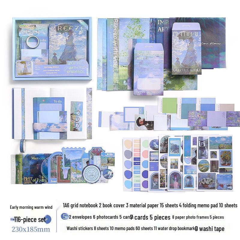 Retro Literarischer Stil Journal Geschenkbox Set: Europäische & Amerikanische Ölmalerei Design Notizbücher