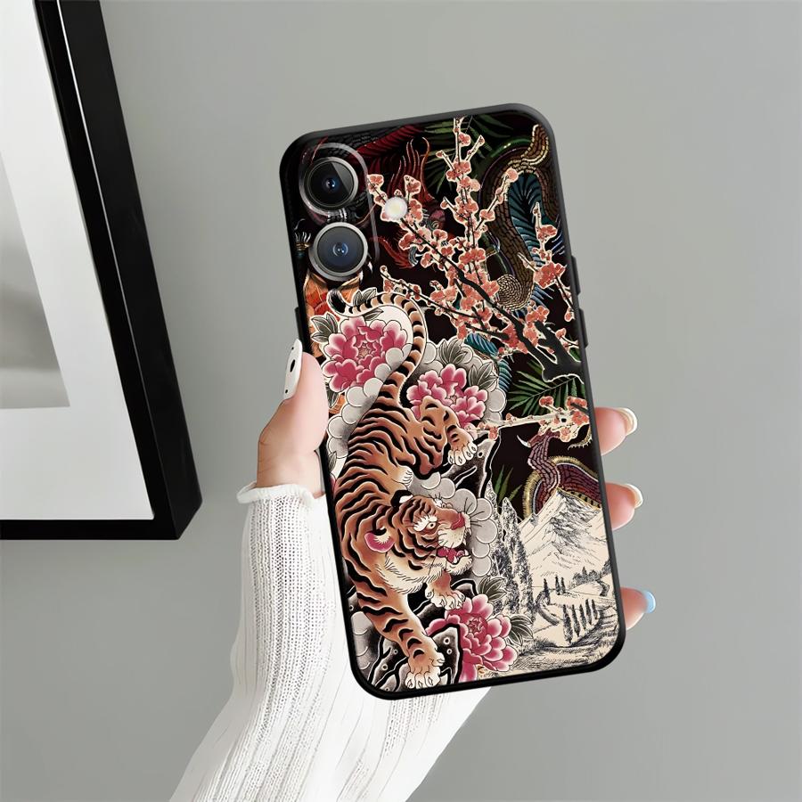 National Style Tiger Black Soft Phone Cover Case for iPhone 7 8 Air 13 12 11 17 Pro Max XR XS 15 16 14 Plus