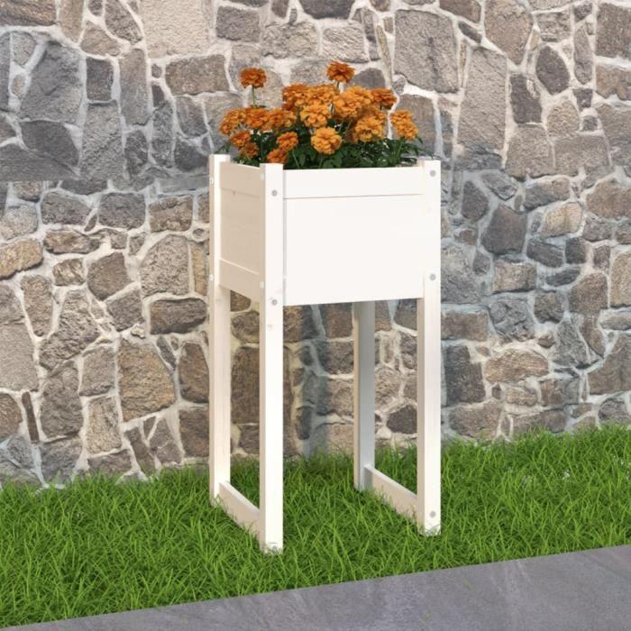 822124 vidaXL Jardinière Blanc 40x40x81 cm Bois massif de pin
