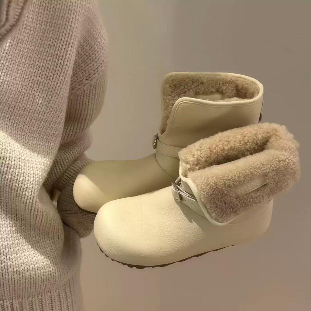 Mllkki Lamb Wool One-pedal Non-slip Women's Winter New Warm Casual Versatile Snow Boots