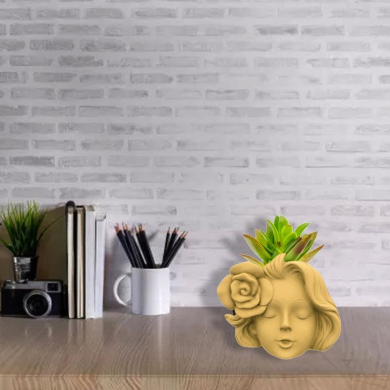 Rose Girl Concrete Silicone Pot Mold Succulent Flowerpot Clay Cement Plaster Molds DIY Home Garden Flower Pots Mould