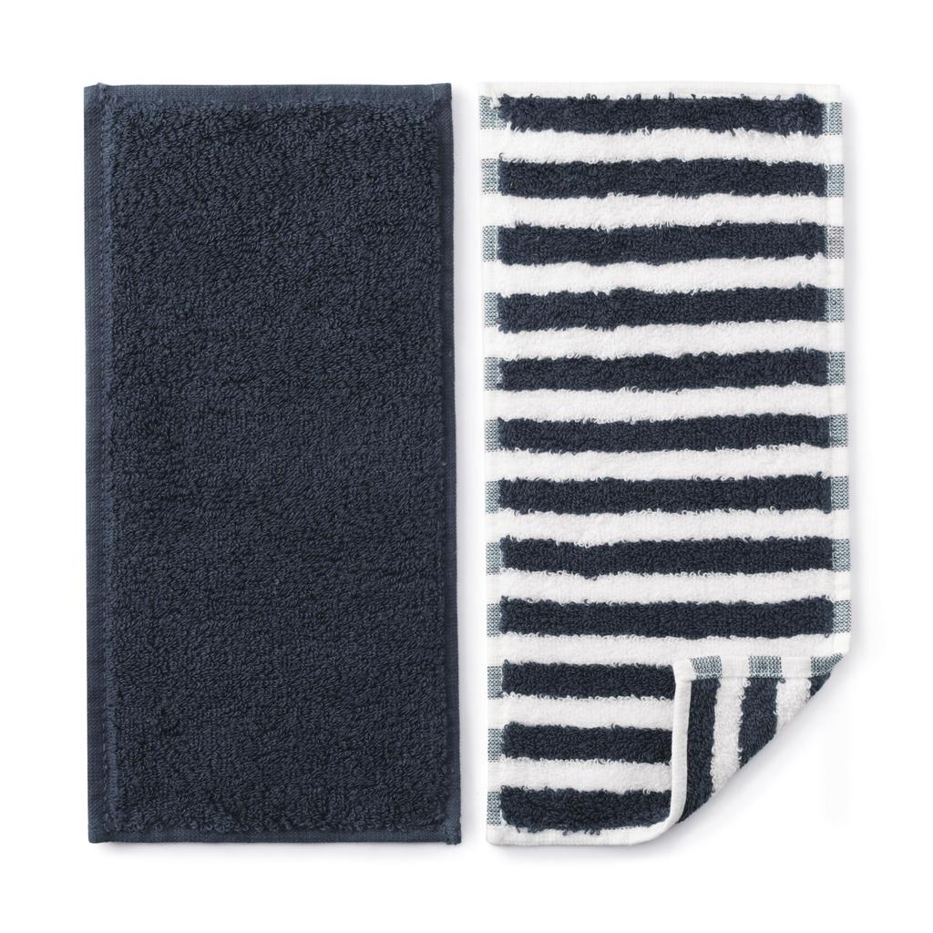 MUJI Cotton Towel Half Unisex Smoky 23 x 11 cm Handkerchief, 2-Pack, Adult, DFA18A6S, Blue,