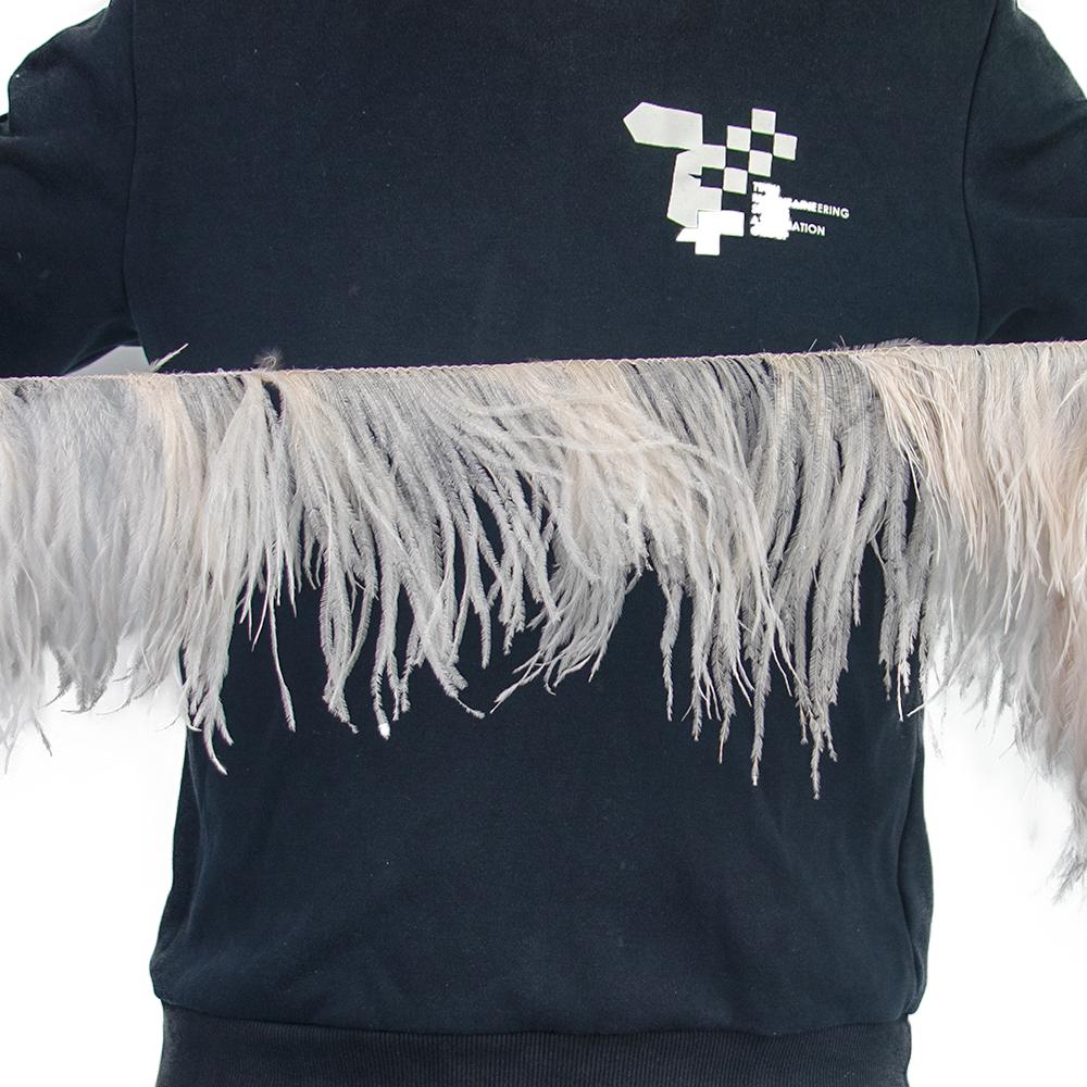 Feather1 Meter  White Ostrich Feathers Trim Fringe 8-22cm Natural Ostrich Feather Ribbon for Wedding Party Clothing Decoration Plumes