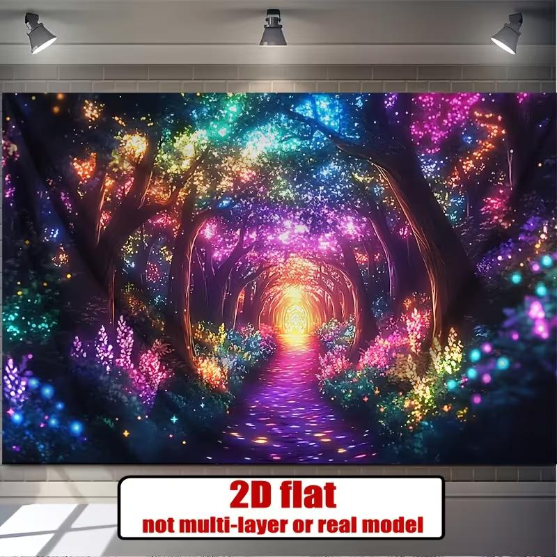 

2D Magical Forest Tunnel Tapestry, Neon Glowing Wall Hanging 47.2x31.5inch/120*80cm