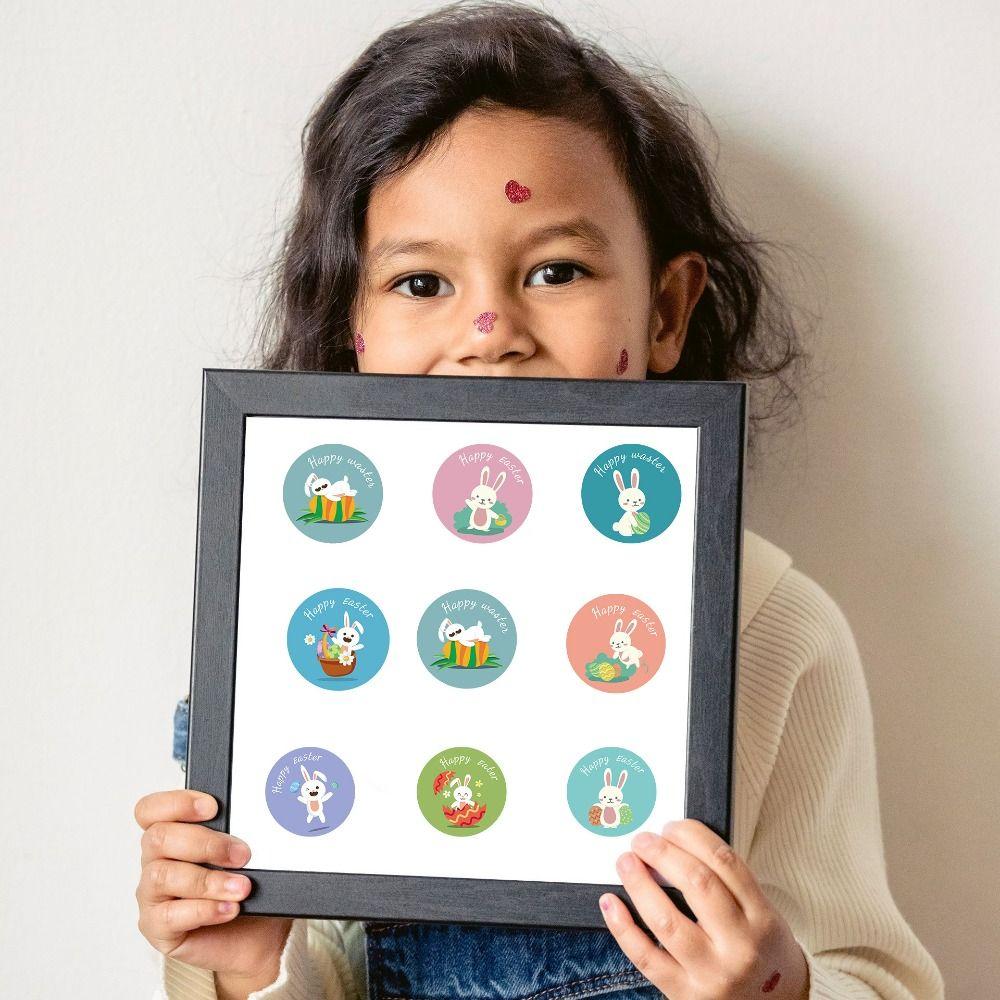Cute Painted Eggshell Stickers Easter Egg Rabbit Stickers Lovely Easter Stickers  Hand Ledger