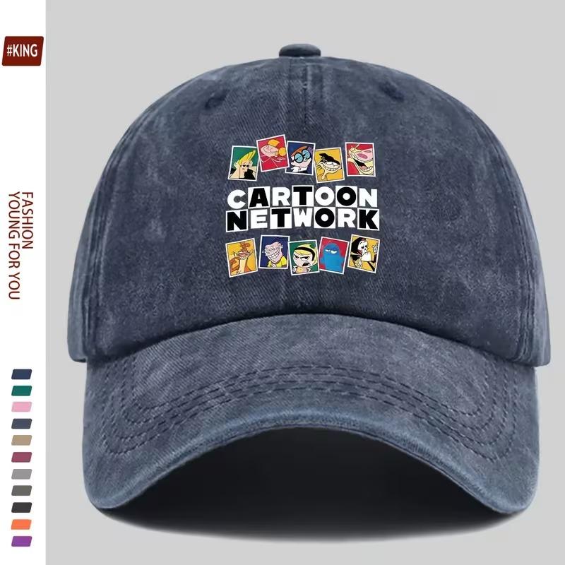 Women'S Cartoon Network Graphic Baseball Cap - Breathable, Slim Fit, Large Head Circumference, Casual Duckbill Hat with Colorful