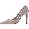 Pointed Rivet Nude High Heels for Women, New Sexy Queen Style Slim Heel Liuding French Shallow Mouth Single Shoe