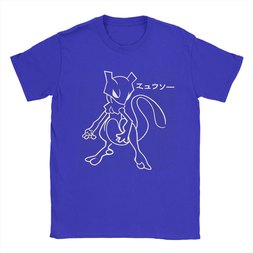 Leisure Mewtwo Line Art Tshirt For Unisex Round Collar Pure Cotton T Shirt Short Sleeve Tee Shirt 4xl 5xl 6xl Clothes