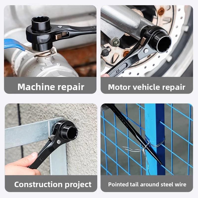 10-17mm Ratchet Wrench Socket Plum Blossom Multifunctional Pointed Tail Adjustable Sockets Adapter Hand Tools Wrenches