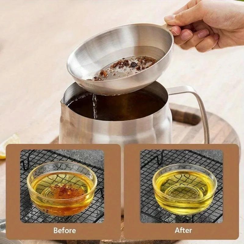 304 Stainless Steel Oil Filter Pot with Strainer Deep Fryer Basket for Kitchen Multi-function Frying Net Tank Grease Container